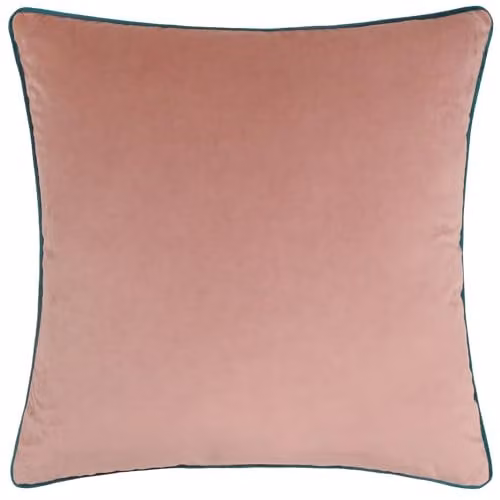 Furn Meridian Velvet Piped Square Cushion in Pink and Turquoise, W/D/H: 45 x 45 x 45 cm