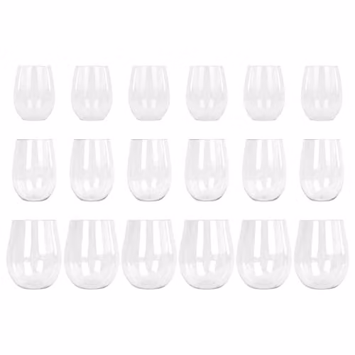 Argon Tableware 18pc Reusable Plastic Stemless Wine Glass Set in Transparent – 1