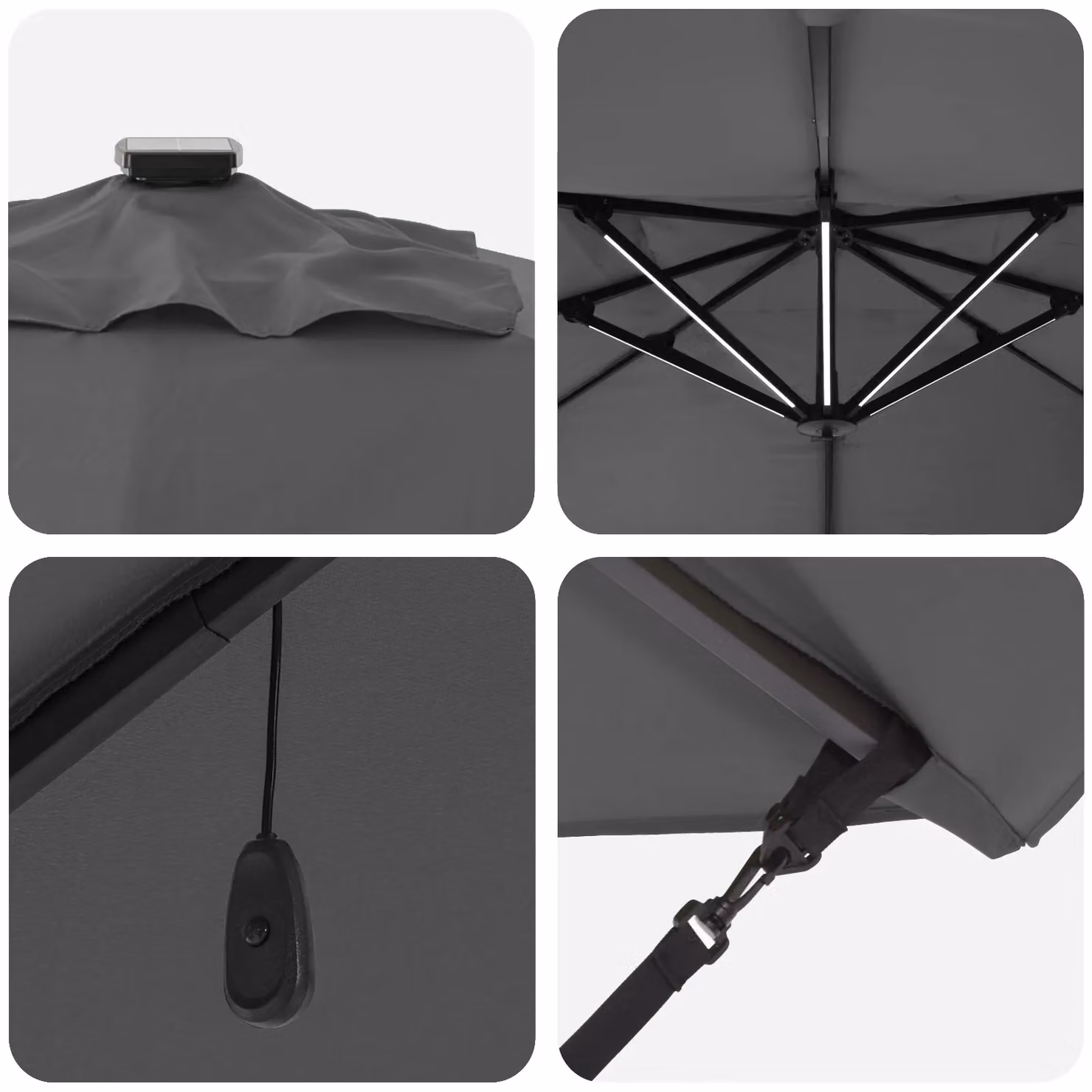 Berkfield Home Roma Cantilever Parasol with LEDs in Anthracite, W/D/H: 352 x 251 x 265 cm – 3