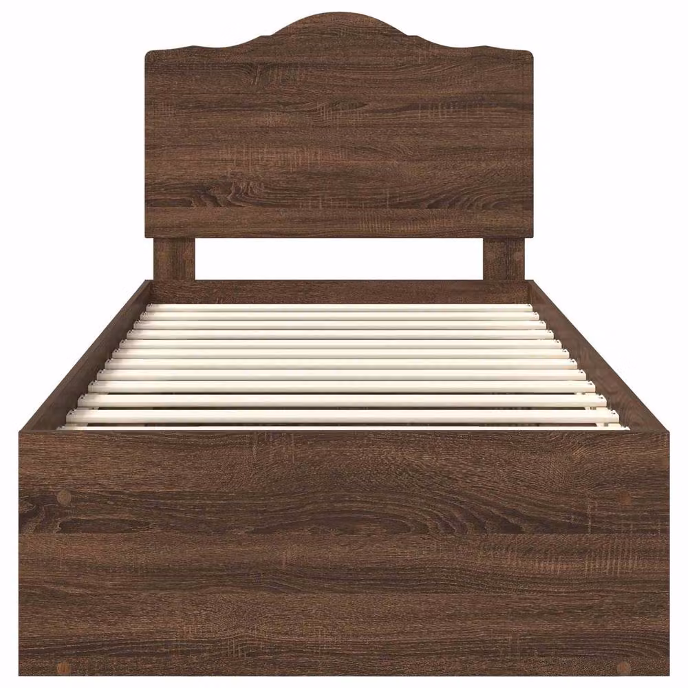 Berkfield Home Modern Bed Frame with Headboard and Drawers in Brown Oak, W/D/H: 100 x 200 cm – 4