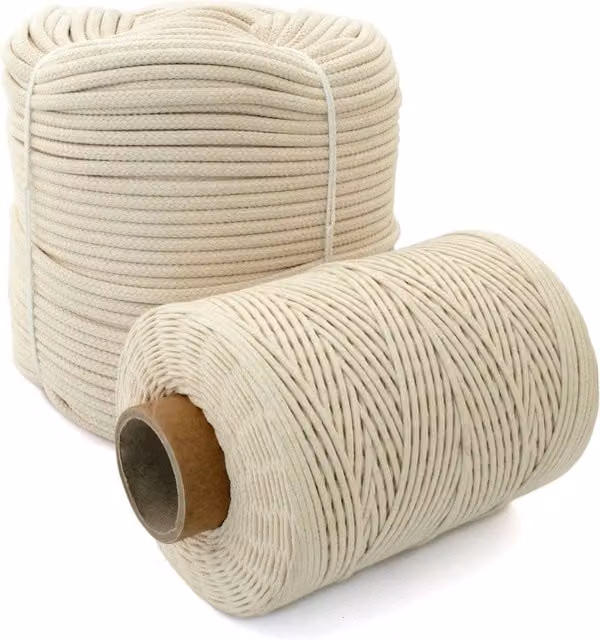 Sola Natural Woven Cotton Rope, 4 mm Thick, 100 m, Beige