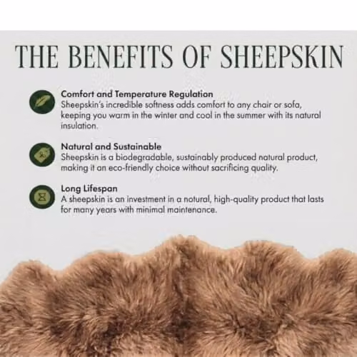 Infinity Leather Natural Wool Single Sheepskin Rug in Brown, W: 90 cm, D: 60 cm – 4