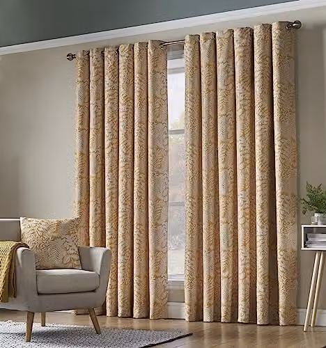 Alan Symonds Ferndown Yellow Thermal Blackout Eyelet Curtains – 1