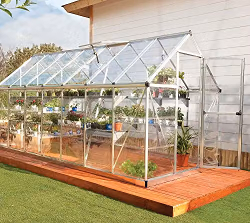 Palram Canopia Harmony 6x14 Silver Greenhouse with Clear Polycarbonate Panels and Aluminium Frame – 3