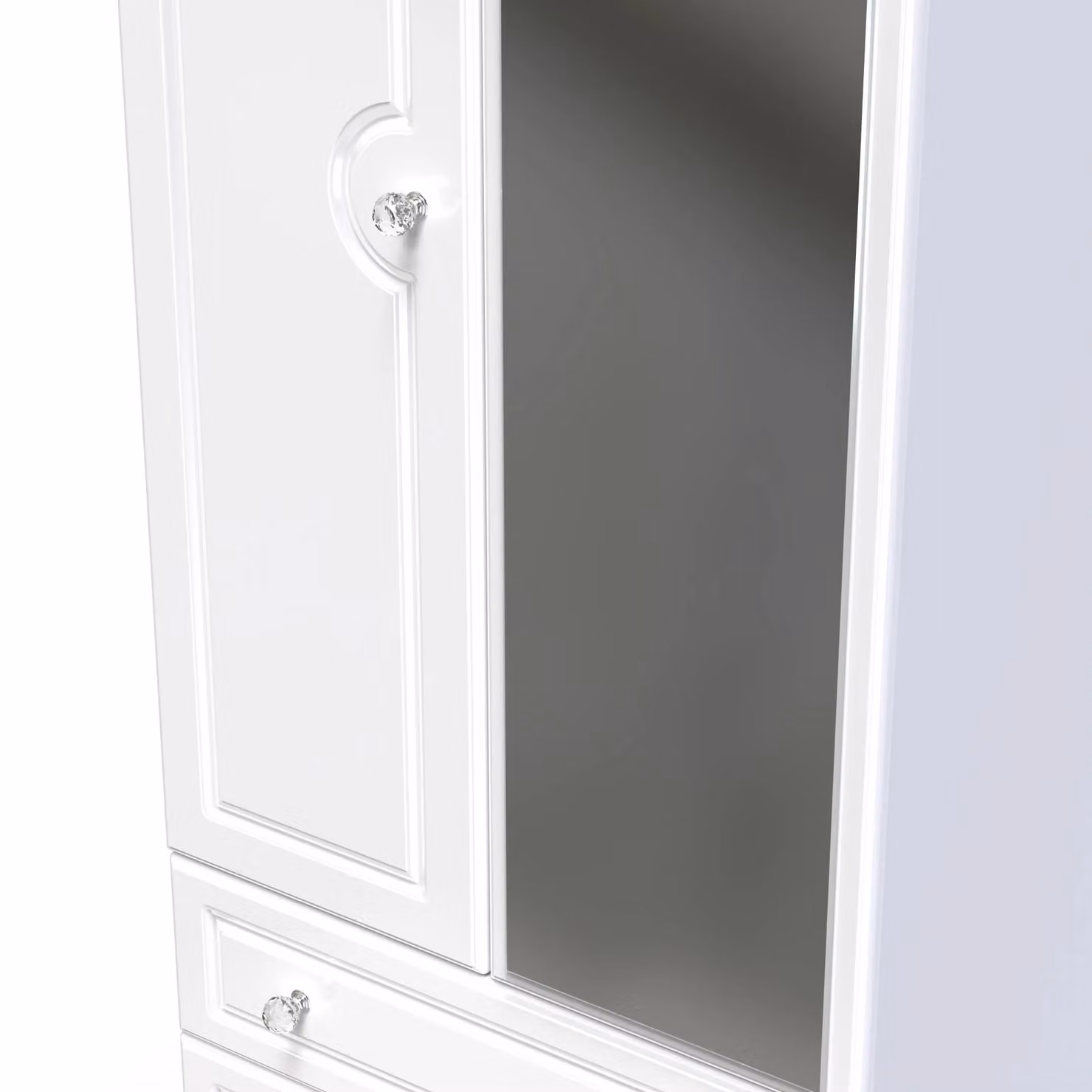 Ready Assembled 2 U Stratford White Glossy 2 Door 2 Drawer Mirrored Wardrobe – 3