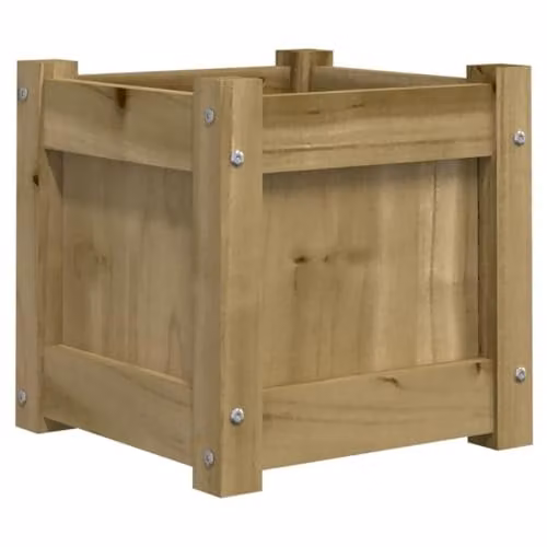 vidaXL Set of 2 Impregnated Pine Wood Garden Planter Tubs, Brown – 4