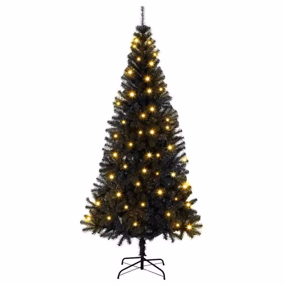 Berkfield Home Lush Christmas Tree with 300 LEDs and Stand, Black, Height: 180 cm – 3