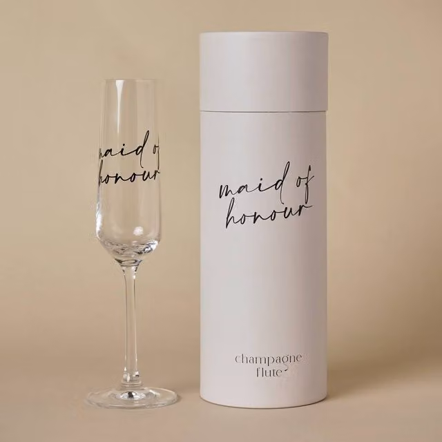 Widdop and Co Maid of Honour Champagne Flute Glass in Transparent and Black