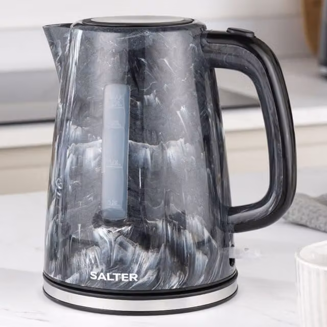 Salter Marble Rapid Boil Glass Kettle in Black with Limescale Filter and Auto Shut-off