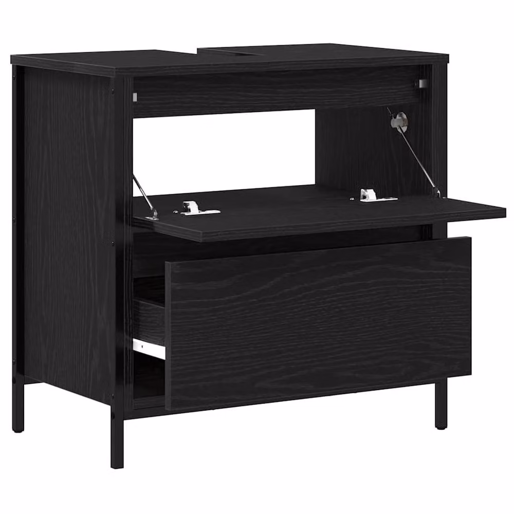 Berkfield Home Bathroom Basin Cabinet with Drawers, Black Oak, W: 60 cm, D: 34.5 cm, H: 60 cm – 5