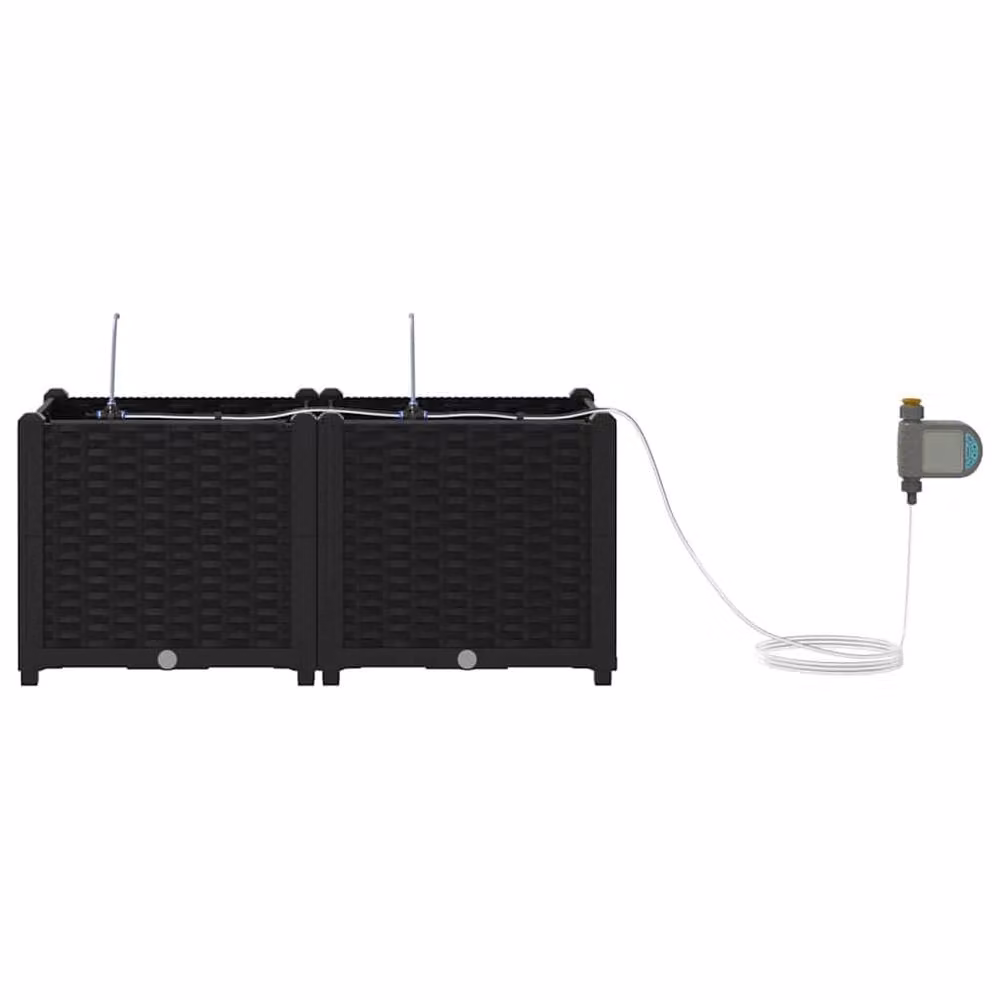 Berkfield Home Garden Planters with Water Irrigation System, 2 Pack, Black – 4