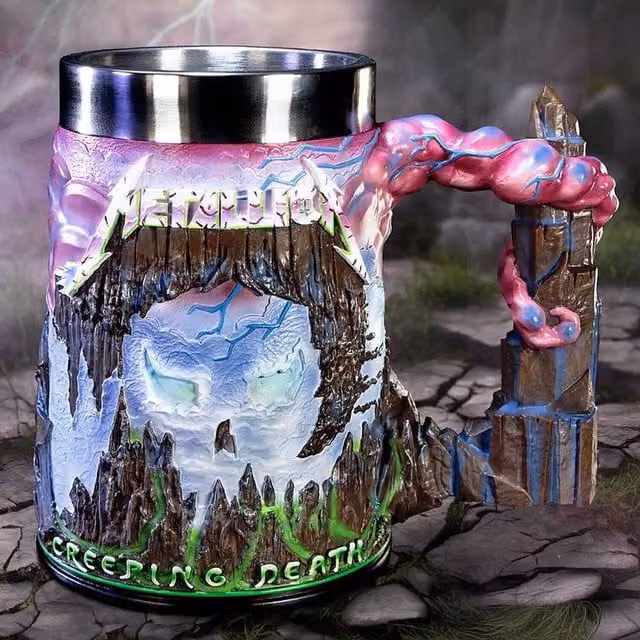 Nemesis Now Metallica Creeping Death Artwork Inspired Tankard Mug in Grey and Multicolour, Height: 15.5 cm