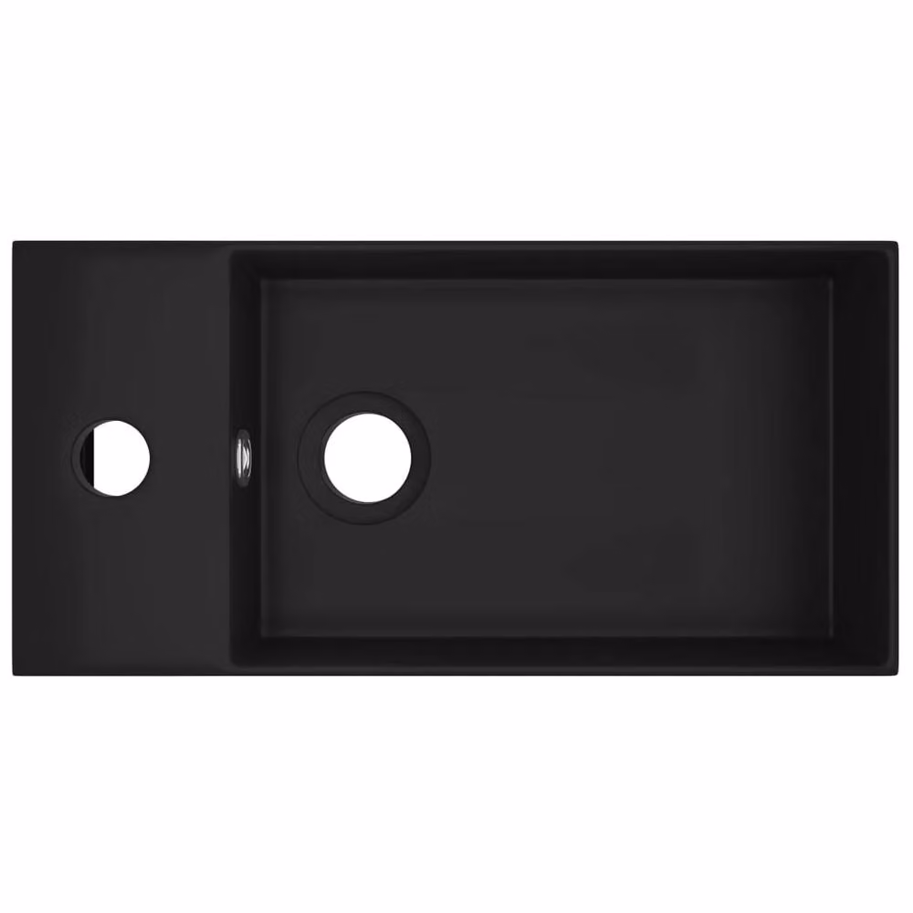 Berkfield Home Rectangular Ceramic Countertop Bathroom Sink with Overflow in Matt Black – 3