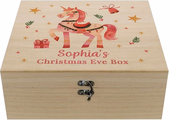 Personalised Memento Company Women's Personalised Unicorn Christmas Eve Box in Light Brown