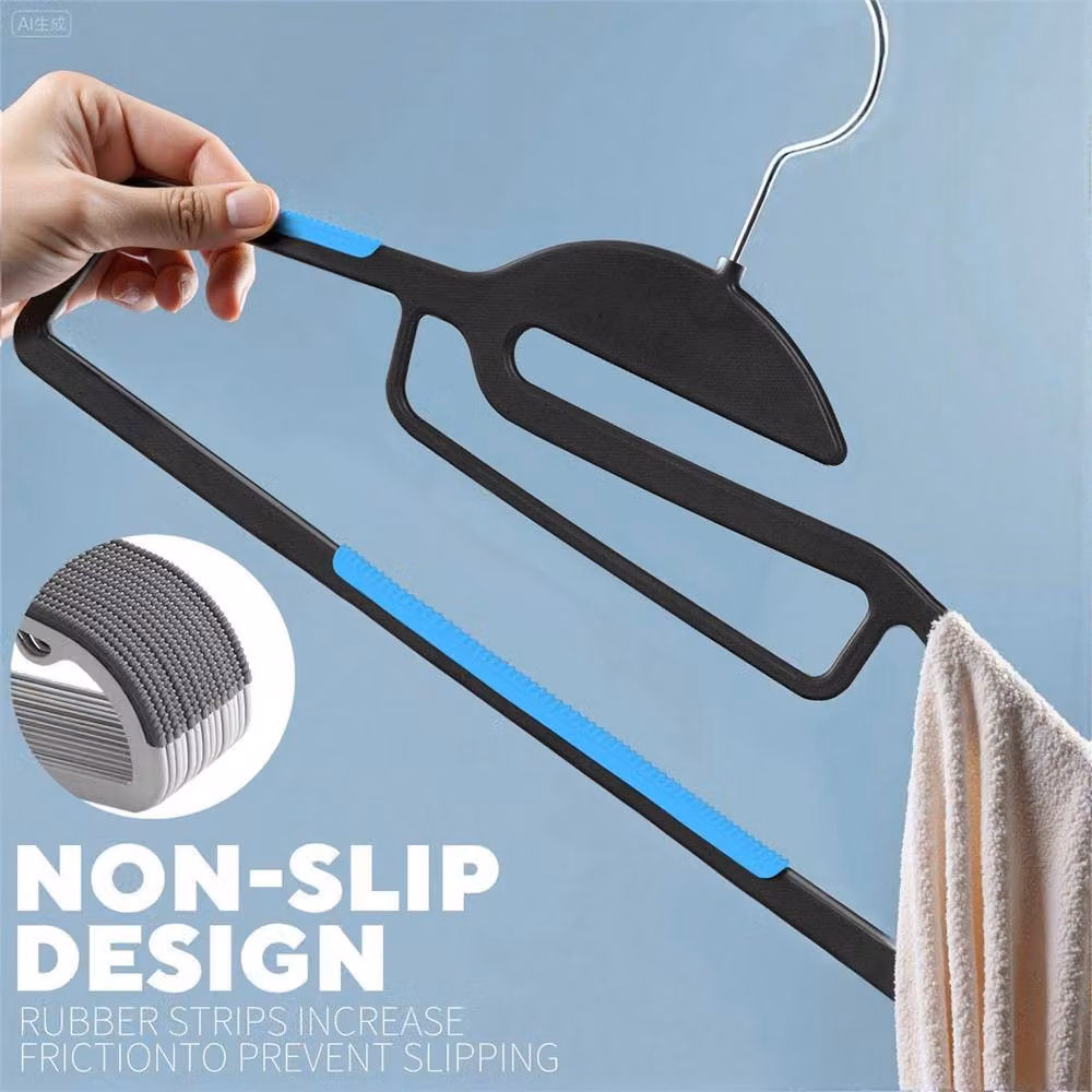 NESTLUNE Pack of 30 Blue Non-Slip Space-Saving Plastic Coat Hangers for Adults W: 100 cm, D: 15 cm – 2