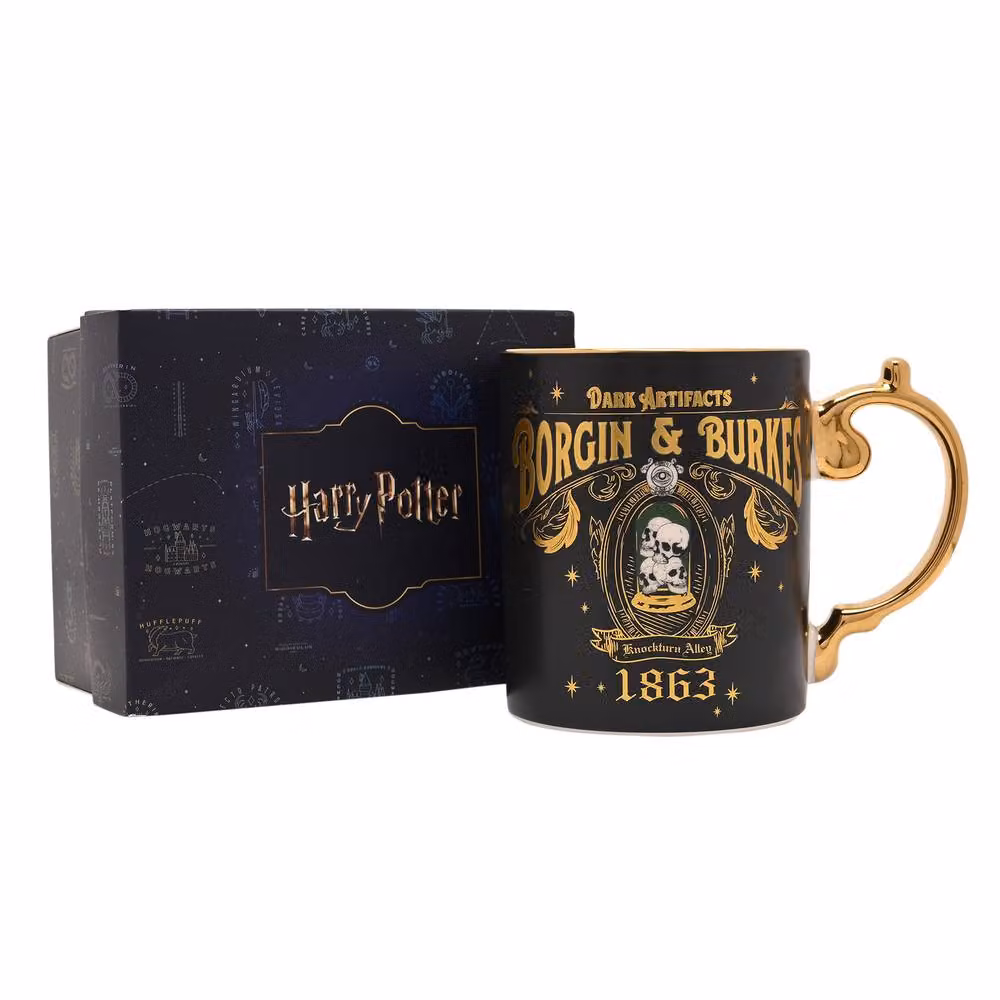 Widdop and Co Harry Potter Borgin & Burkes Ceramic Mug in Black and Gold, 300ml – 2