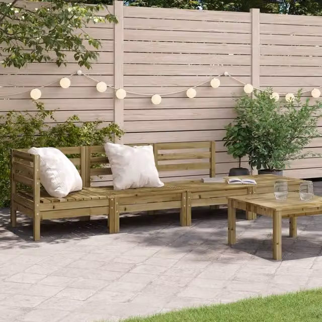 Berkfield Home 4-Seater Rustic Garden Sofa in Brown Treated Pine Wood with Cushions – 1
