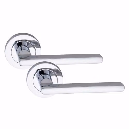 Golden Grace Leon Design Door Handles in Polished Chrome, 1 Pair, Silver – 1