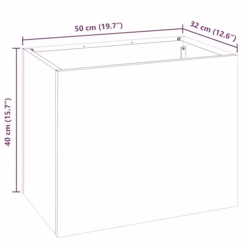 vidaXL Silver Galvanised Steel Garden Planter Tub W/D/H: 50 x 32 x 40 cm – 3