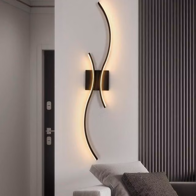 COMELY Modern LED Indoor Wall Light in Black, Diameter: 80 cm