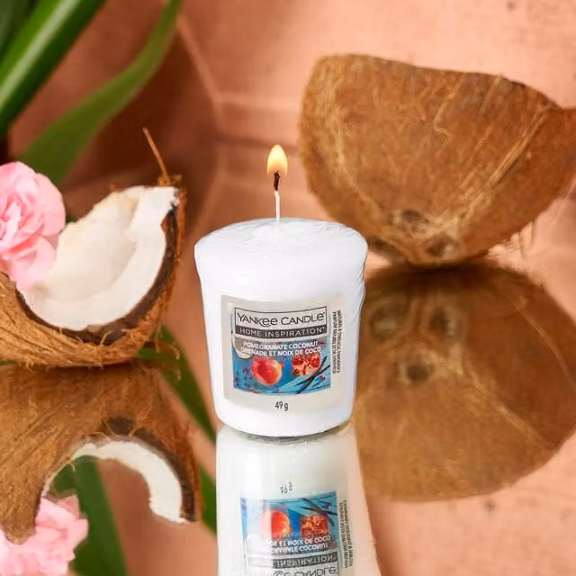 Yankee Candle White Pomegranate and Coconut Scented Votive Wax Candle