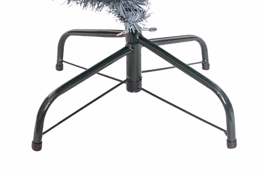 Shatchi Artificial Flocked Slim Christmas Pencil Tree in Frosty Green with Metal Stand – 4