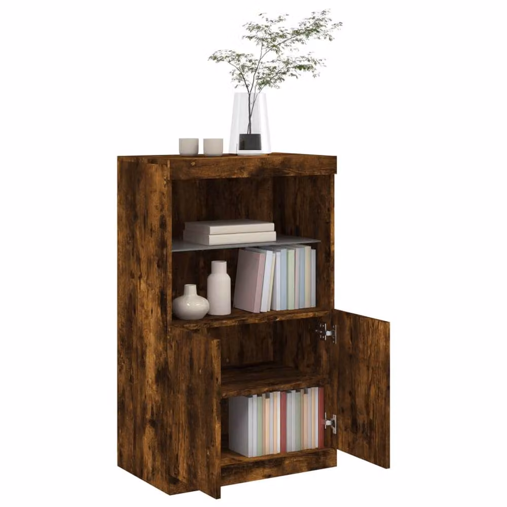 Berkfield Home Modern Sideboard with Integrated LED Lights in Smoked Oak Brown, W/D/H: 60.5 x 37 x 100 cm – 5