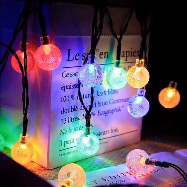 VOGREX Retro Multicolor LED Solar Ball Light with Glass Sphere and Dusk Sensor – 1