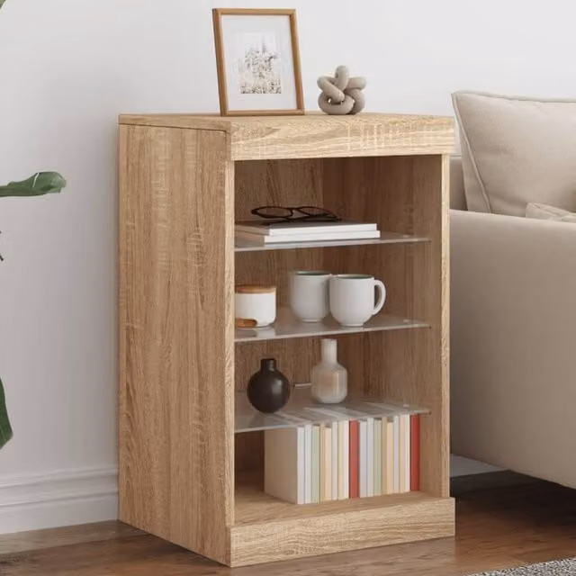 Berkfield Home Sonoma Oak Sideboard with Integrated LED Lights, Brown, W/D/H: 41 x 37 x 67 cm