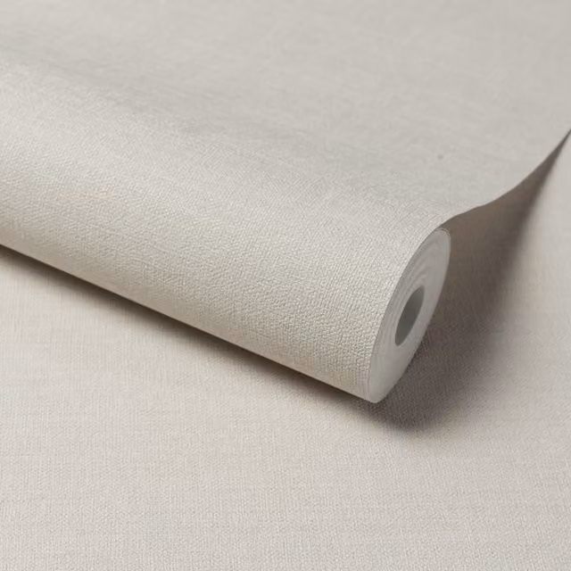 Grandeco Plain Textile Textured Wallpaper in Beige