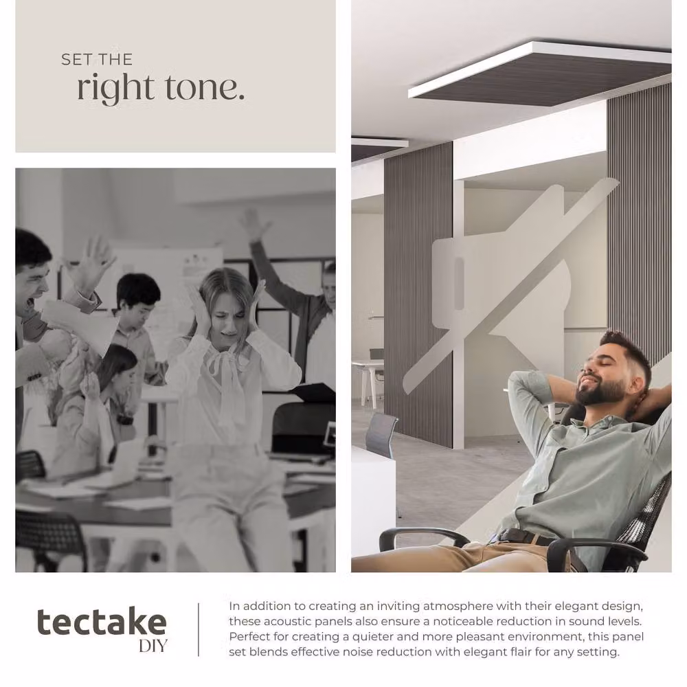 tectake Acoustic Wood Wall Panels in Light Grey Oak Look – 5