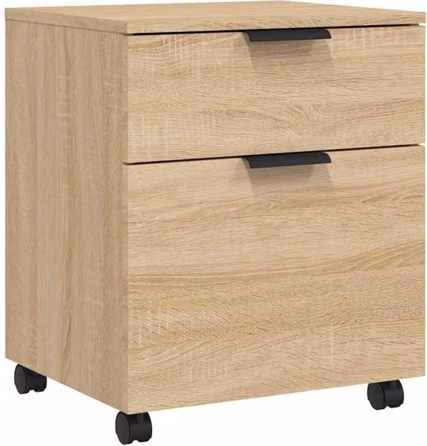 Berkfield Home Mobile File Cabinet with Wheels in Sonoma Oak, Light Brown, W/D/H: 45 x 38 x 54 cm