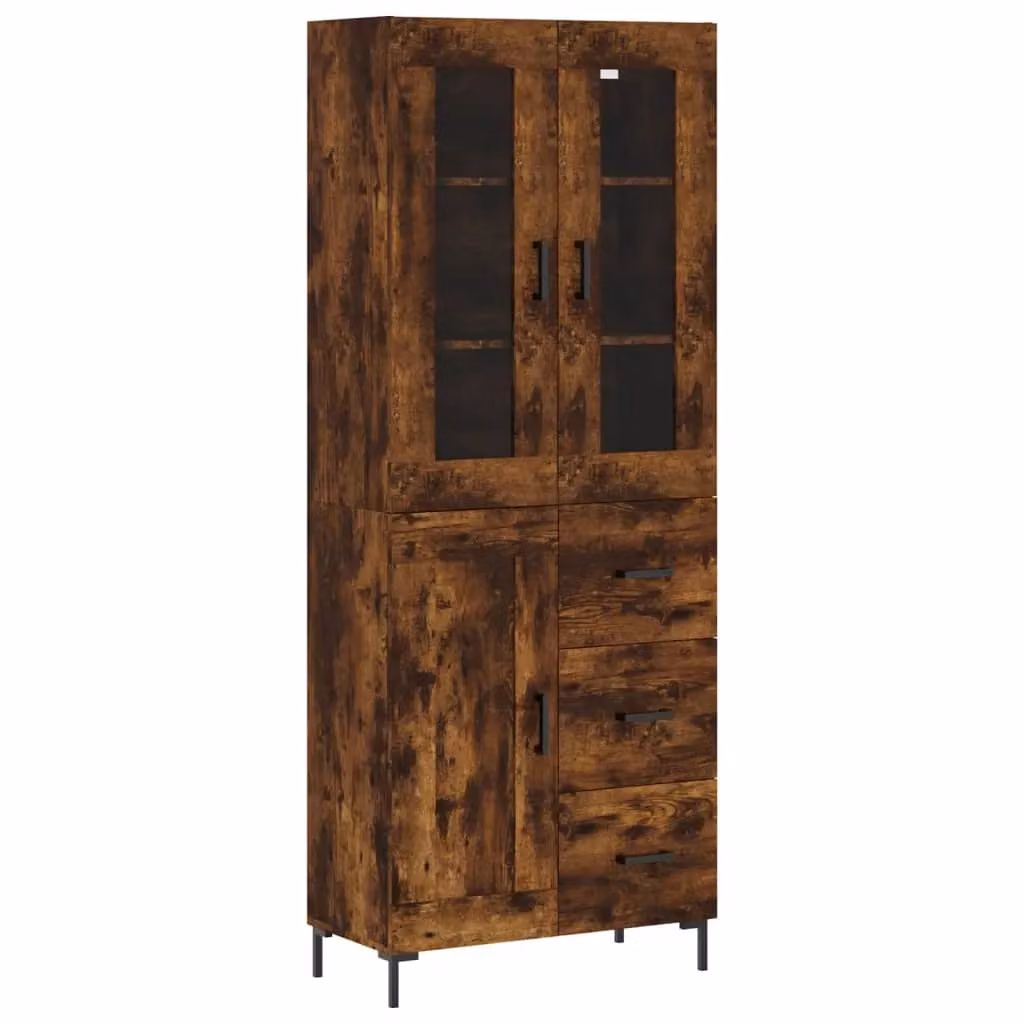 Berkfield Home Smoked Oak Highboard in Brown, W/D/H: 69.5 x 34 x 180 cm – 2