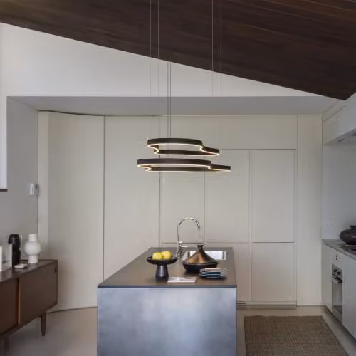 Netlighting Waves 125cm Integrated LED Suspended Pendant Ceiling Light in Black, 3000K Warm White – 2