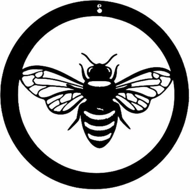 Poppyforge Bee in a Circle Large Metal Garden Wall Art, Black, Diameter: 49.5 cm