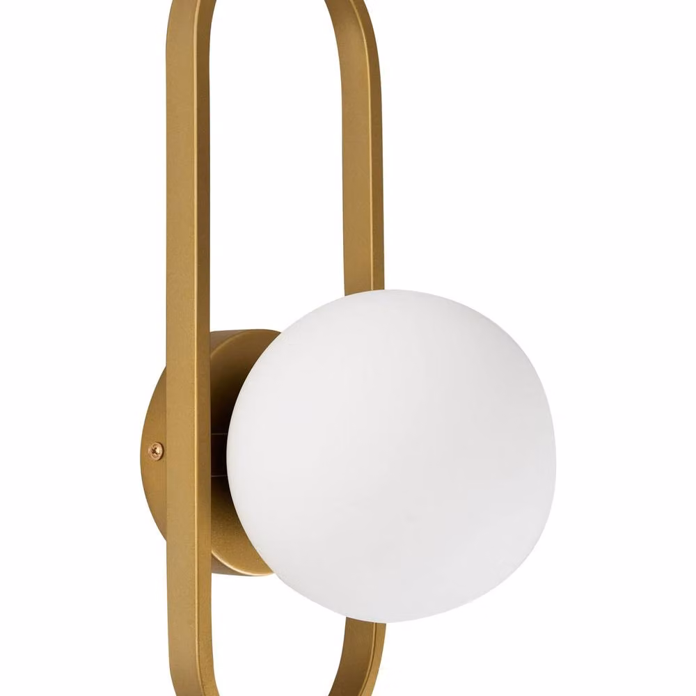 Wyld and Coco Gold Modern Oval Wall Lamp with Glass Shade and Metal Base – 2