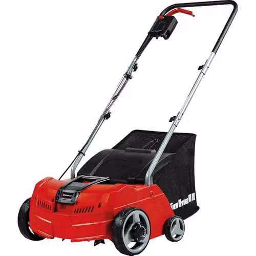 Einhell Electric Lawn Scarifier and Aerator Combination, 1200W, Black and Red with 28L Catch Bag – 1