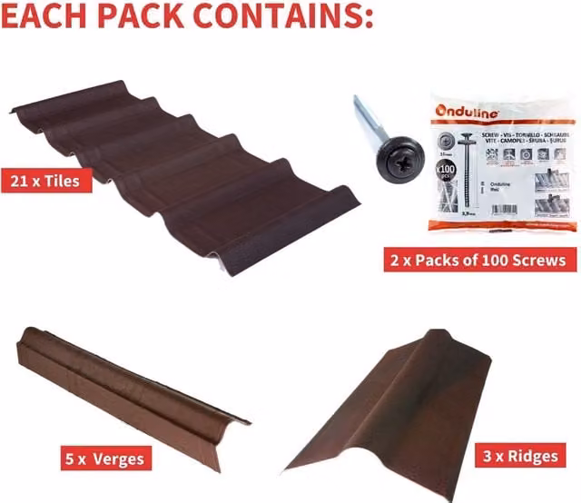 Onduline Onduvilla Roof Kit, 6.5m2, Shaded Brown