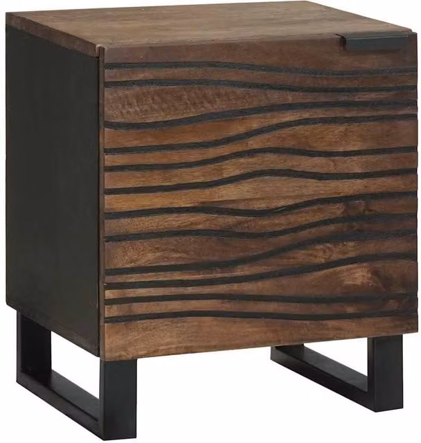 Berkfield Home Set of 2 Modern Bedside Cabinets in Brown Solid Mango Wood, W/D/H: 40 x 33.5 x 46 cm