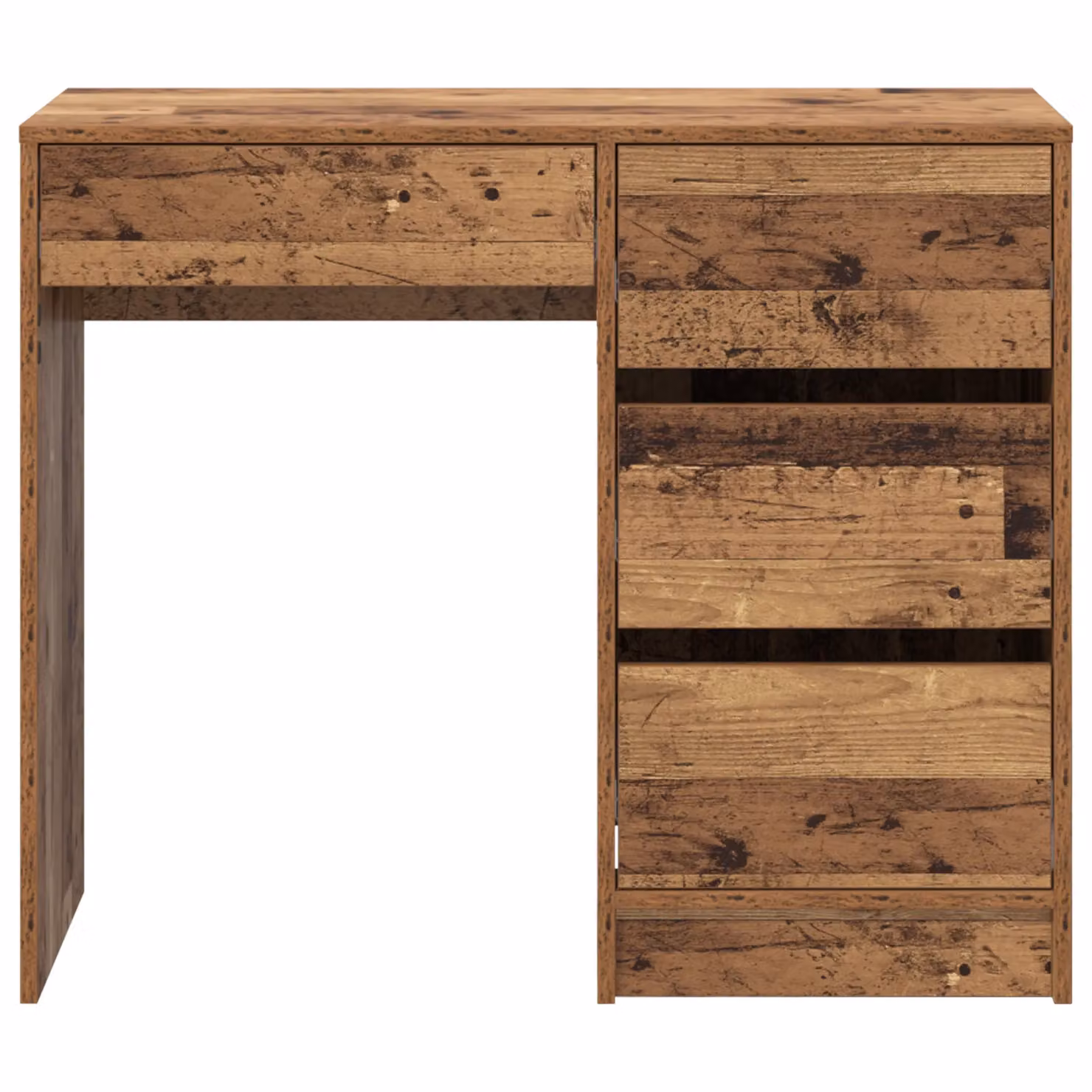 Berkfield Home Old Wood Writing Desk in Brown Rustic Engineered Wood – 3