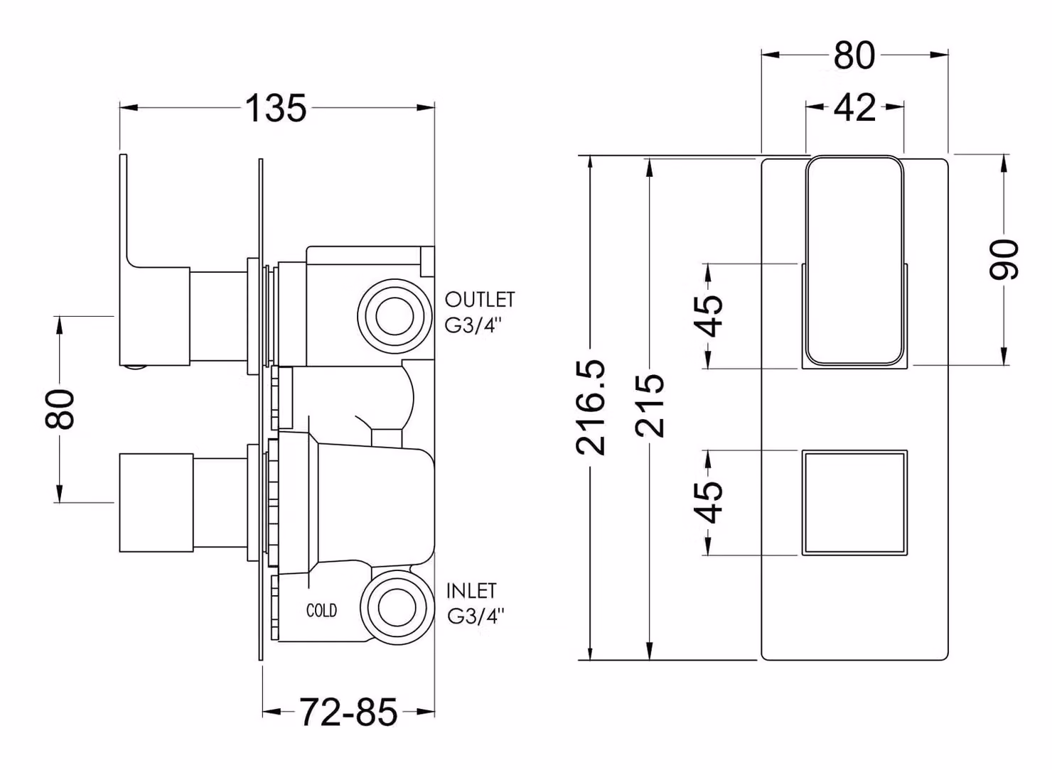 Balterley Concealed Twin Thermostatic Shower Valve Diverter with Two Handles in Brushed Pewter Grey and Silver – 2