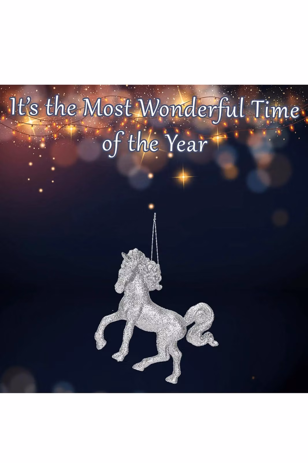 VFM e-Store Silver Glitter Unicorn Hanging Christmas Tree Ornament, 13 cm – 2