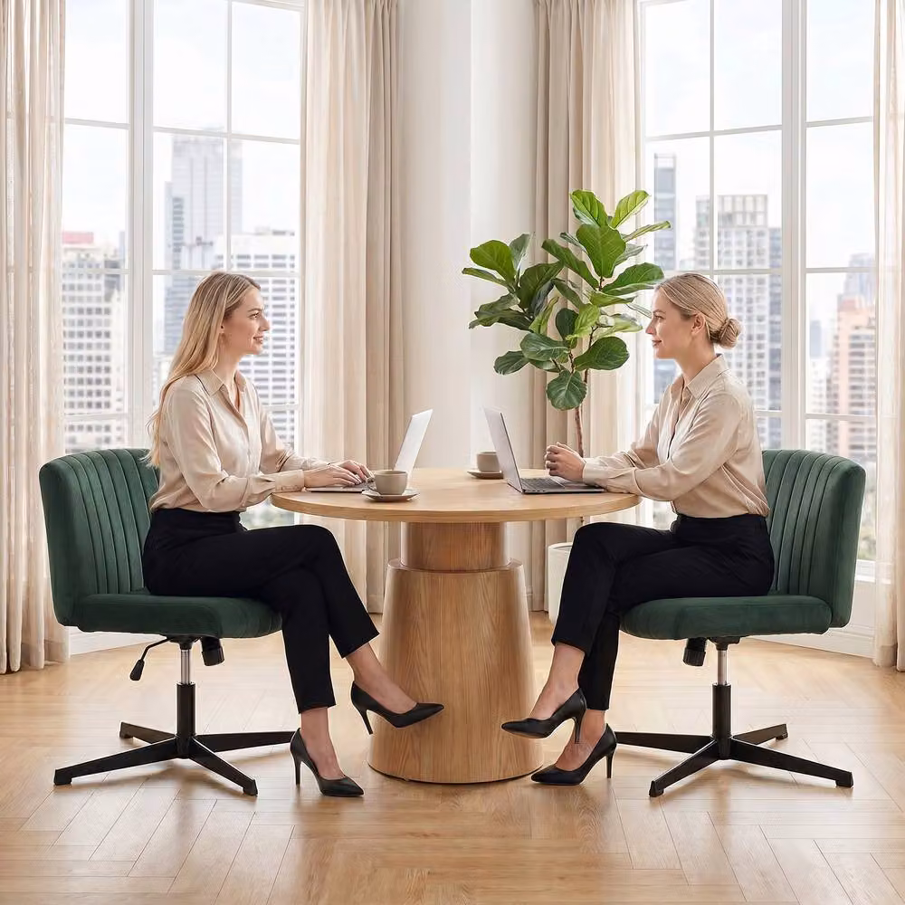 STILVORA Green Velvet Swivel Task Chair for Home Office and Bedroom – 9