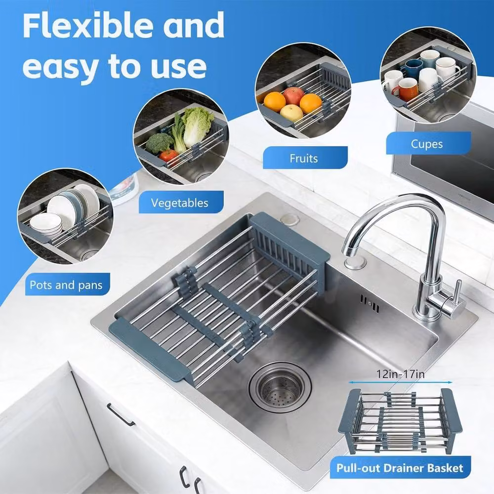 Ventryn 1.0 Large Super Deep Single Bowl Square Kitchen Sink in Metallic Silver Stainless Steel W/D/H: 60.0 x 52.0 x 20.0 cm – 4