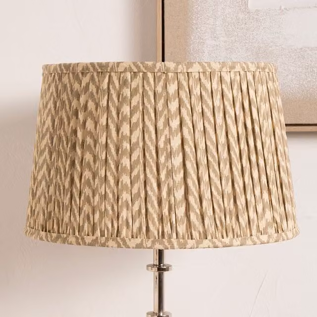 Ruma Taupe Chevron Tapered Pleated Fabric Lampshade for Floor Lamps in Beige, Diameter: 45.72 cm