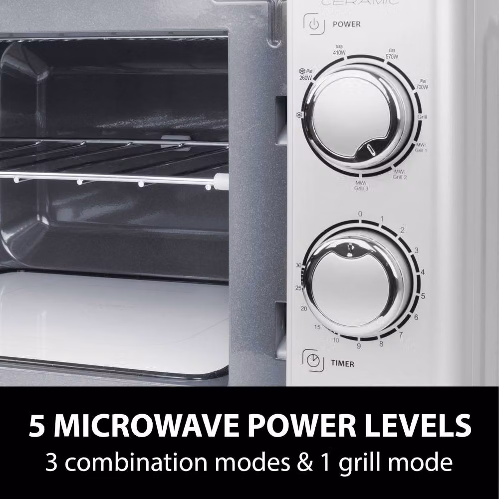 Caso Design 20L Ceramic Microwave and Grill in Silver, 700W – 5