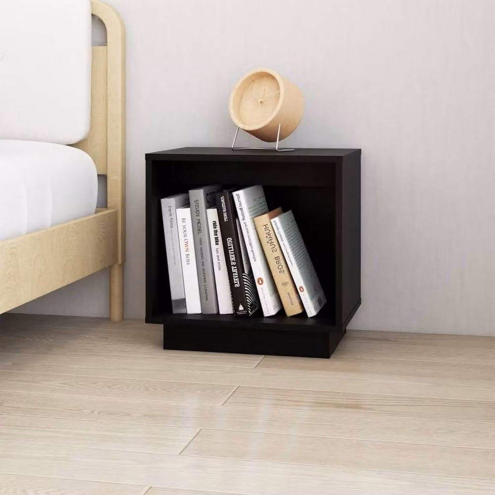 Berkfield Home Set of 2 Black Solid Wood Pine Bedside Cabinets W/D/H: 40 x 30 x 40 cm – 2