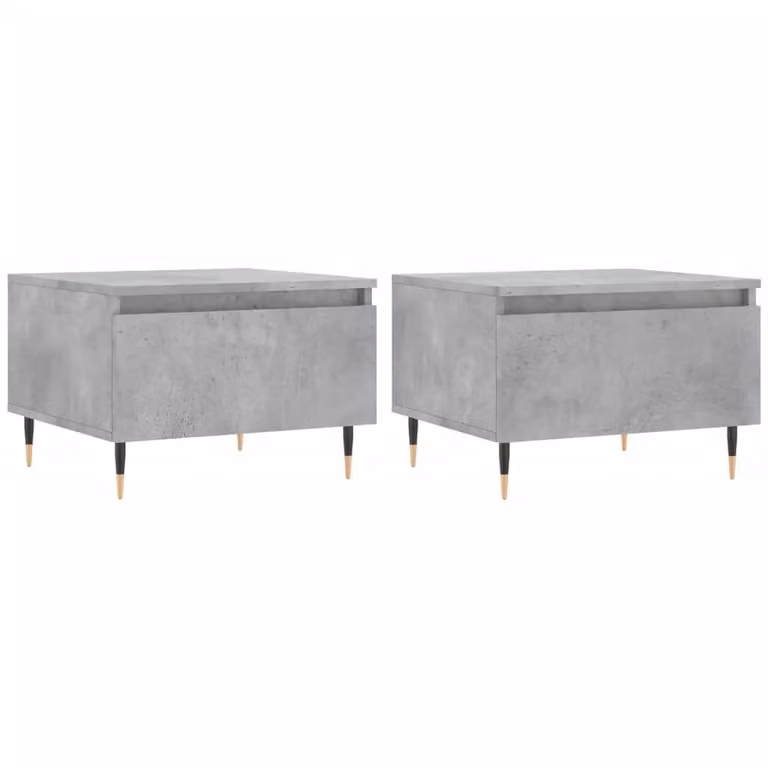 Berkfield Home Set of 2 Modern Square Coffee Tables in Concrete Grey, W/D/H: 50 x 46 x 35 cm