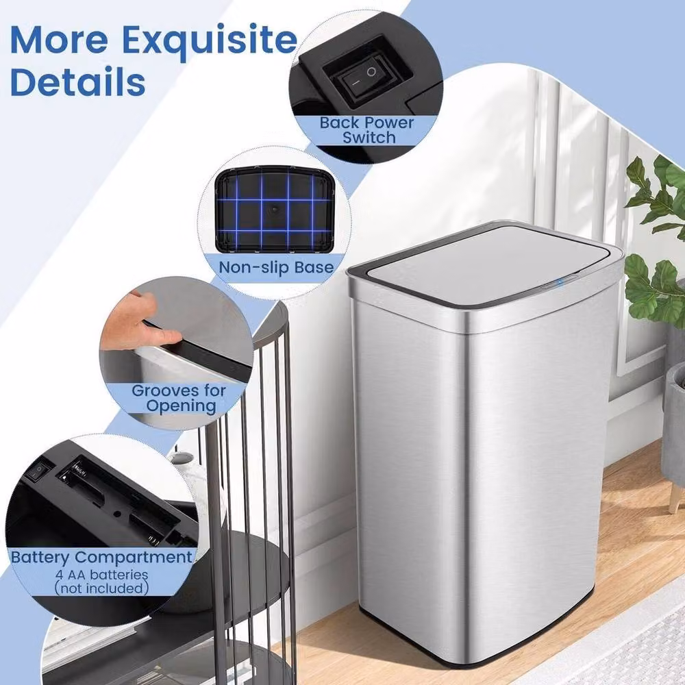 KORVIXA 50L Automatic Trash Can Waste Bin in Silver, Height: 100 cm – 4