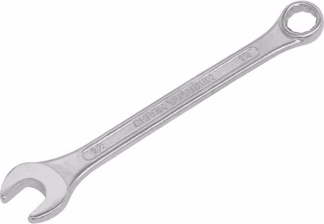 Loops 12mm Combination Spanner in Silver Chrome Vanadium Steel